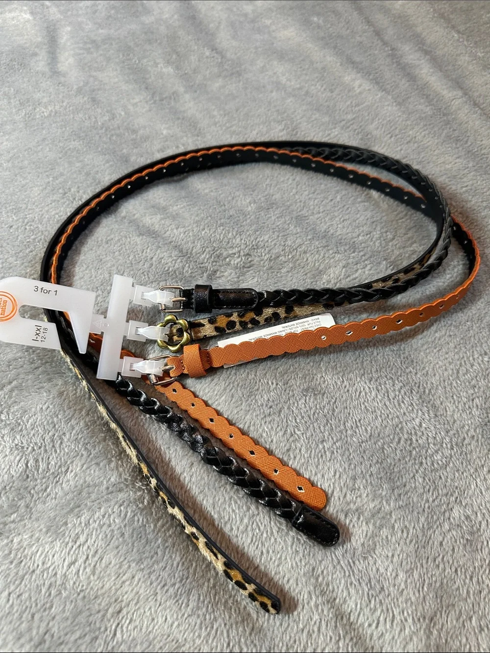 NWT Girls wonder nation Cheetah 🐆 combo 3 pack belts Sz L-XXL 12-18”